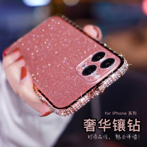 For Apple iPhone 16 15 14 13 12 11 Pro Max X XR Xs 7 8 Plus SE Case Diamond Bumper Frame + Camera Lens Protector Glitter Case Bling Gem Aluminum Frame Phone Cover Luxury Fashion Casing