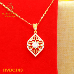 Vòng Cổ Nữ Dây Chuyền Nữ Mặt Đính Đá (Màu Trắng) Titan Xi Mạ Vàng Thật 10k 18k 24k Cao Cấp (Không Bị Đen) - Trang Sức Hava Hong Kong Phong Cách Thời Trang