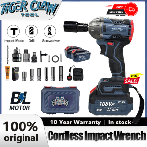 Tiger Claw Tool 10 Years Warranty Brushless Cordless 2-in-1 Electric Impact Wrench 880N.M Rechargeable High Torque Impact Gun Drill Tool Gun Electric Screwdriver Set Sepana Elektrik Malaysia Spot