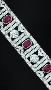 Bellux 925 Silver White Gold Plated Bracelet Synthetic Square Pigeon Blood Red Ruby Jewelry Vintage hollowed-out Bracelet