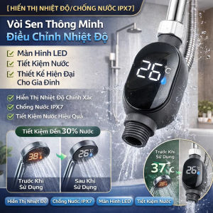 【Hiển Thị Nhiệt Độ/Chống Nước IPX7】Vòi Sen Thông Minh Điều Chỉnh Nhiệt Độ/Màn Hình LED/Tiết Kiệm Nước/Hiện Đại Cho Gia Đình/Nhiệt Kế Tắm An Toàn/Kiểm Tra Nước Tắm Gia Đình/Dễ Đọc Số/Dễ Cài Đặt/Màn Hình Chống Nóng/Lắp Đặt Nhanh