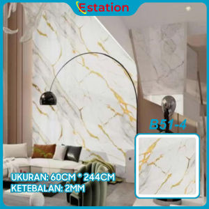 Estation -  Wallpaper Dinding Motif Vinyl Marble Foam Roll Sticker Kamar Dekorasi PET 120 x 244cm