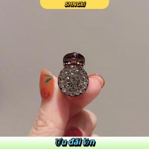 SHNGki 2 4 cái kẹp tóc mini tròn Rhinestone kẹp móng vuốt nữ Zircon Retro kẹp tóc nhỏ kẹp Tóc Cua Phụ kiện tóc nữ ﻿