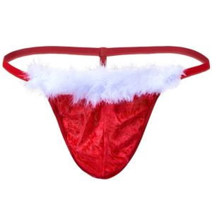 XYAX Low Waist Christmas Men Thongs Red Thin Strap Santa Claus T-back Soft Underpants Male Briefs Xmas