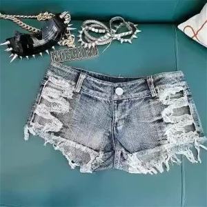 ➛➚646# กางเกงยีนขาสั้น เอวต่ํา สุดเซ็กซี่ โชว์ก้น แฟชั่นฤดูร้อน สําหรับไนท์คลับ