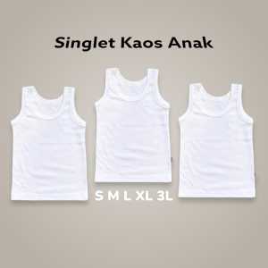 PROMO ISI 12PCS Kaos dalam anak polos putih usia 1-11 tahun / singlet anak cewe cowo / singlet kaos