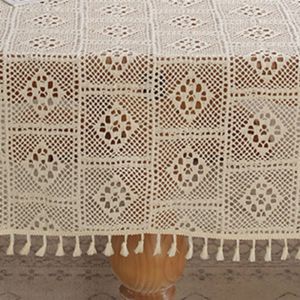 MNTT Cotton Hollow Coffee Table Lace Crochet with Tassel Picnic Cloth Table Cover Home Decoration Tablecloth