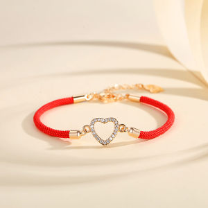 Y664 【COD】 Gelang Tali Kawat Wanita Hati Liontin Gelang Tali Kawat Anti Air Untuk Charm Liontin Emas
