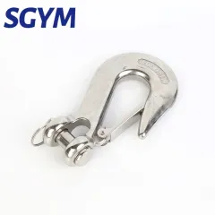 0.15T/0.35T/0.65T/1T Heavy Duty 304 Stainless Steel American Lifting Chain  Hoist Jaw Swivel Cargo Hook With Latch Rotating Hook
