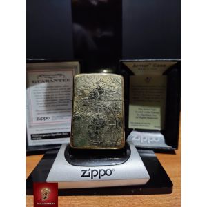 ZIPPO GOLD TEXTURE FLOWER ARMOR BRADFORD ORIGINAL USA