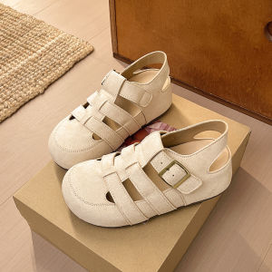 Free Shipping Inner Height-Increasing Closed-Toe Sandals 2026 Autumn/Summer New Collection Versatile WomenS Shoes Hollowed-Out Breathable Thick-Soled Flats