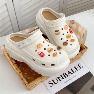 ส่งจากไทย🍒 รองเท้าหัวโต สีพื้นพาสเทล+แถมตัวติดน่ารัก รองเท้าแตะแบบสวมสไตล์เกาหลี พื้นนิ่ม หนา 8 ซม. ใส่สบาย🍒8694