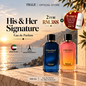 PROAJE His & Her Signature Eau de Parfum Set | Made in UAE | Fresh Woody & Radiant Floral Scent | Premium Long Lasting Men & Women EDP 100 ML