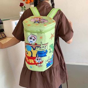 CRYST Large Capacity Buzz Lightyear Backpack Kawaii Printed Green Postbox Bag Funny Cartoon Anime Gift Daypack Women