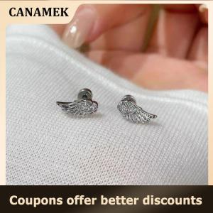 【 CANAMEK 】 3Pcs Vintage Crystal Zircon Wing Earrings Stud Luxury Shiny Angel Wings Earrings Silver Color Earrings Women Jewelry Gifts