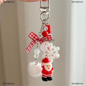 [COD] Springhooe Cute Christmas Tree Santa Claus Keychain Pendant Bow Fur Ball Bead Phone Chain Bag Hanging Backpack Charm Keyring Accessory Gift