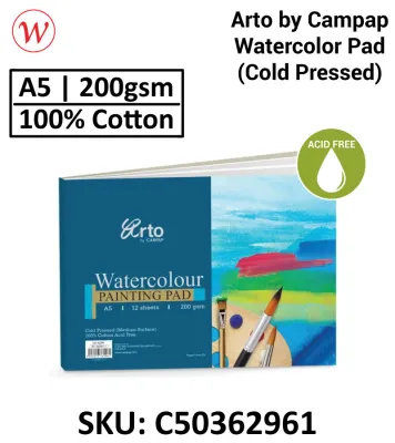 [Weststar TAS] A5 Arto by Campap Watercolor Pad 12sheets - 200gsm Watercolor Paper (100% Cellulose / Cotton)