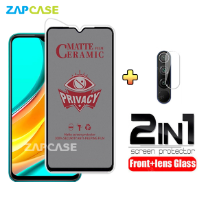 PAKET 2in1 Anti Gores Layar Privacy Xiaomi Redmi 9 Free Tempered Glass Camera Lens
