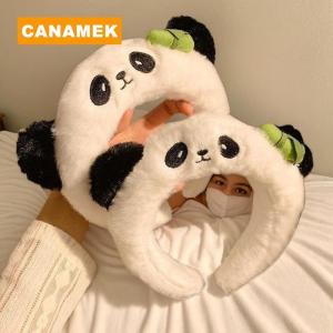 【CANAMEK】 Cute Cartoon Panda Plush Headband For Womens Face Washing Amusement Park Funny And Creative Headband For Zoo Hair Accessories