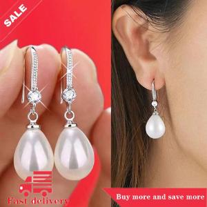 [COD] Jewelry for Women Water Drop Pearl Earrings for Women Red White Round Pearl Oval Earrings Wedding Engagement Valentines Day Gift
