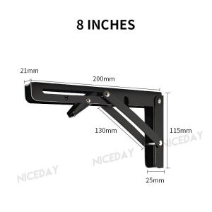 2PCS Adjustable Wall Mounted Triangle Folding Angle Bracket Spring Type Table Shelf Bracket