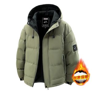 2026 winter new hoodie mens middle-aged and young trend thickened cold-proof fleece jacket mens winter