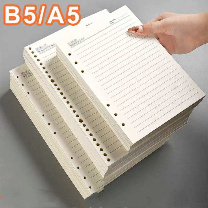 100 Sheets A5/B5 6 Holes 9 Holes Refill Loose Leaf Binder Paper Lazada
