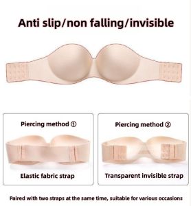 MOMO Push Up Bra Strapless Seamless Bras Womens Bras 1/2 Cup Back Band Wedding backless invisible Bras