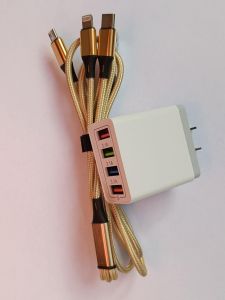 Cellphone Charger SET 3-in-1 Multi-Charging Cable & 4-in-1 charger adapter Universal USB Wall Charger Android compatible for iPhone Charger USB TYPE-C For Lightning Cable Travel Charger