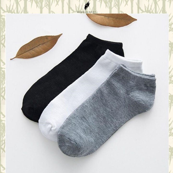 [Ready Stock] 1 Pair High Quality Black Color Grey Sock Low Cut Ankle