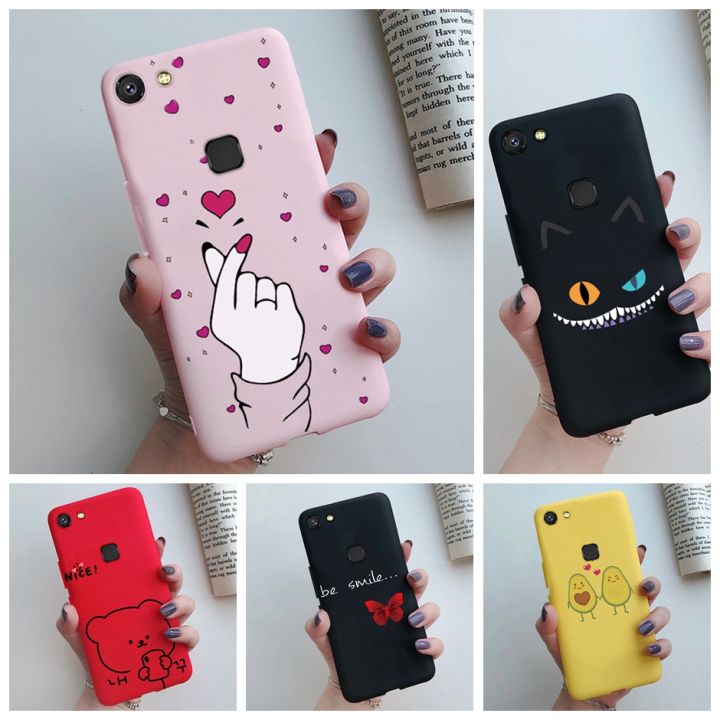 Matte Case for Vivo V7 Back Cover Cute Cartoon Fashion Pattern Soft  Silicone TPU Phone Cases VIVO V7 1718 Bumper for Girl For Boys