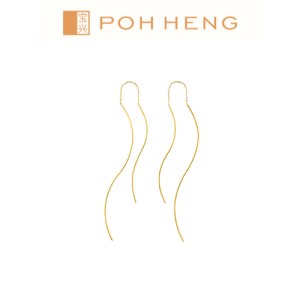 Poh Heng Jewellery 22K Freestyle Curved Bar Threader Earrings in Yellow Gold[Price By Weight]