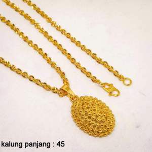 kalung xuping rantai tambang lilit set liontin love(panjang45cm)Perhiasan Dubai Lapis Emas 24K Gold Fashion Xuping