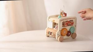 Montessori Wooden Children Toys Busy Toys Educational Games Bus 5 in 1 Busy Toys Montessori Baby Toys 0 12 Months Gifts Kids
