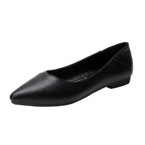 IELGY Soft-soled Work Shoes Womens Black Pointed-toe Flat Mule Comfortable in The Sallow Mouth