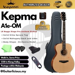 Kepma A1e-OM  Series Solid Sitka Spruce Top OM Body Acoustic Guitar  LR Baggs Stage Pro Anthem Pickup w Case A1e-OM-N