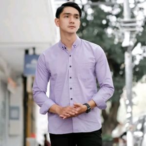 Kemeja Pria Polos Lengan Panjang Premium Distro Formal Slimfit Kemeja Hem Hitam Putih Navy Maroon