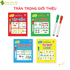 Trọn bộ vở viết làm toán không sợ sai tặng kèm bút viết tự xóa dùng nhiều lần cho bé
