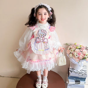 Christmas gifts Halloween Kawaii New Hello Kitty Child Lolita Princess Dress Anime Sanrio Cartoon Tiered Skirt Party Girls Dress Costume Christmas Gift