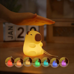 Cute Capybara Touch-Activated LED Night Light - USB Rechargeable Silicone Lamp for Bedroom Rechargeable Birtyday Gift