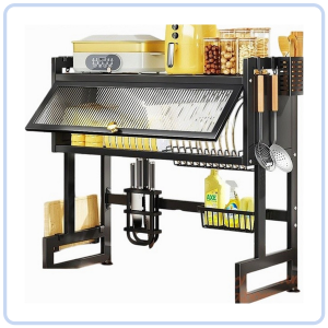【Pure Care】 Kitchen Sink Drain Dish Rack with Cabinet Door Kitchen Storage Shelf