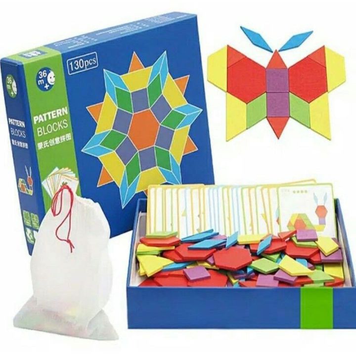 edukasi anak pintar / Pattern Block 130 Mainan edukasi kayu edukatif ...