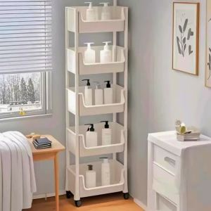 5-Tier Rolling Storage Rack with Wheels Shelves Shelf Storage Plastic Storages Shelving Shelf Rack Kitchen Storages Rack for Living Room Office Bathroom Garage Storage Shelves forfor Women
