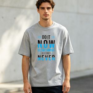 Clean Gradient Letter Casual T Shirt Men Do It Now Inspirational Phrase Hip Hop Street Outdoor Basic Tee