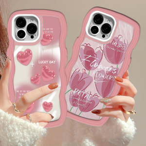 Kasus HP iPhone 14 & iPhone 14 Pro Max: Casing Bunga Tulip & Pinggir Gelombang