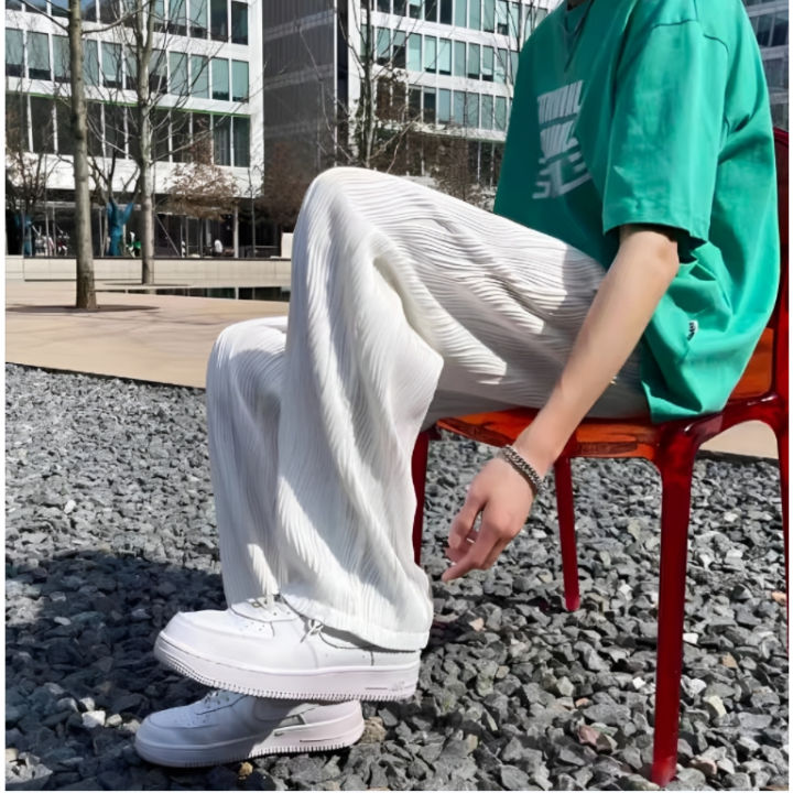 White Mens Drape Pants/Baston cut Linen Fabric Beach Pants White