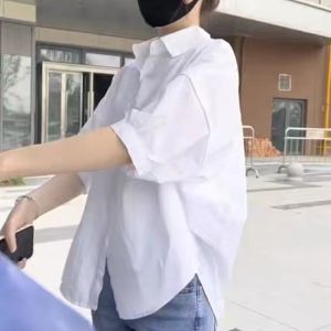 Korean Short-sleeved Shirt Womens Summer Thin Sunscreen Loose Blouse Tops