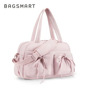 BAGSMART Túi du lịch Túi vải thô Túi đựng đồ tập thể dục có nơ Túi cuối tuần Túi tập luyện chống nước