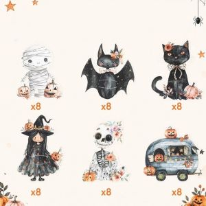 RUMI Cartoon Lollipop Cards Mixed Style Ghost Halloween Lollipop Decor Spooky Witch Candy Paper Holders Party