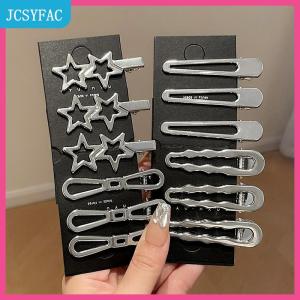 JCSYFAC 3pcs bạc kim loại mỏ vịt Clip phụ nữ tóc Clips Side bangs phụ nữ phụ nữ barrettes tóc phụ kiện